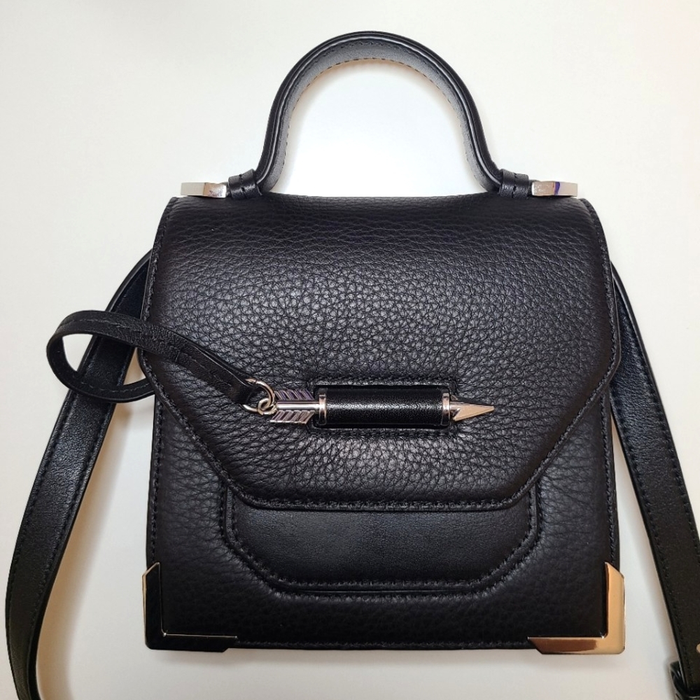 Mackage crossbody black mini rubie leather silver arrow satchel bag